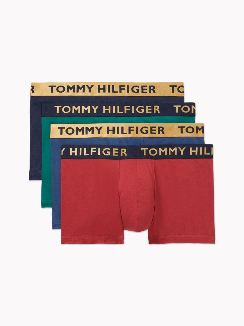 Férfi Tommy Hilfiger Pamut stretch trunk 4pk Trunks Piros | HU 1295KOR